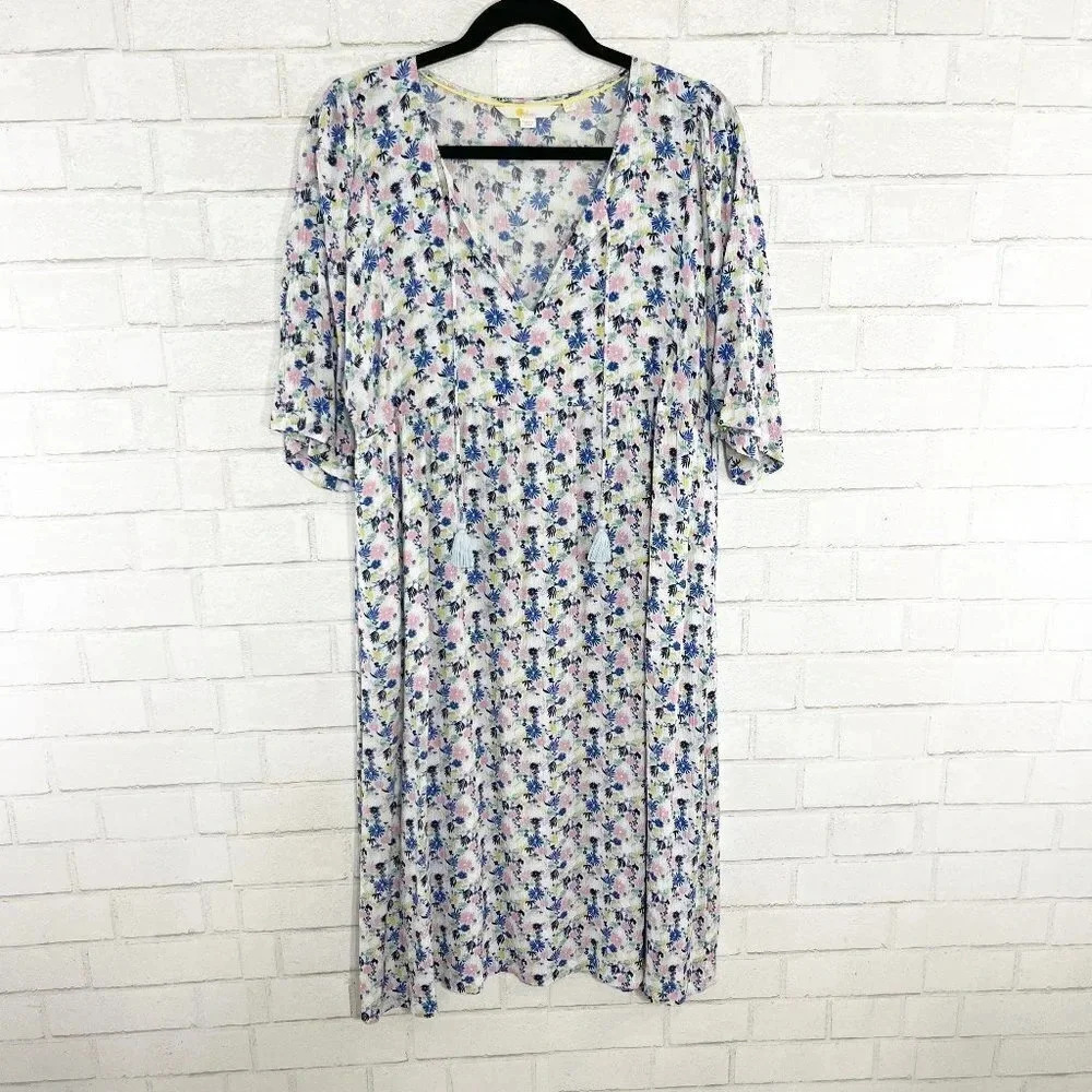 Boden Pink & Blue Floral Midi Sheath Dress with Pockets Women's Size 8 Petite